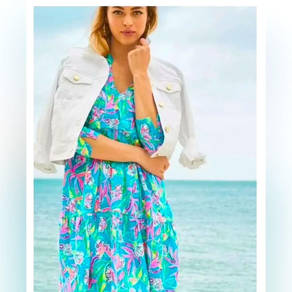 Lilly Pulitzer Alaina Dress, Keep on Beleafing print, size Medium